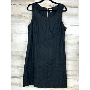 Hatley Womens 12 Black Cotton textured Back Zip A line Mini Dress Boho Geometric